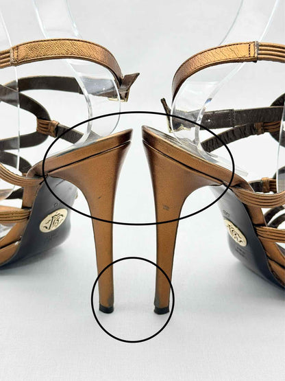 ROBERTO CAVALLI Bronze Size EU 40 Heeled Sandals