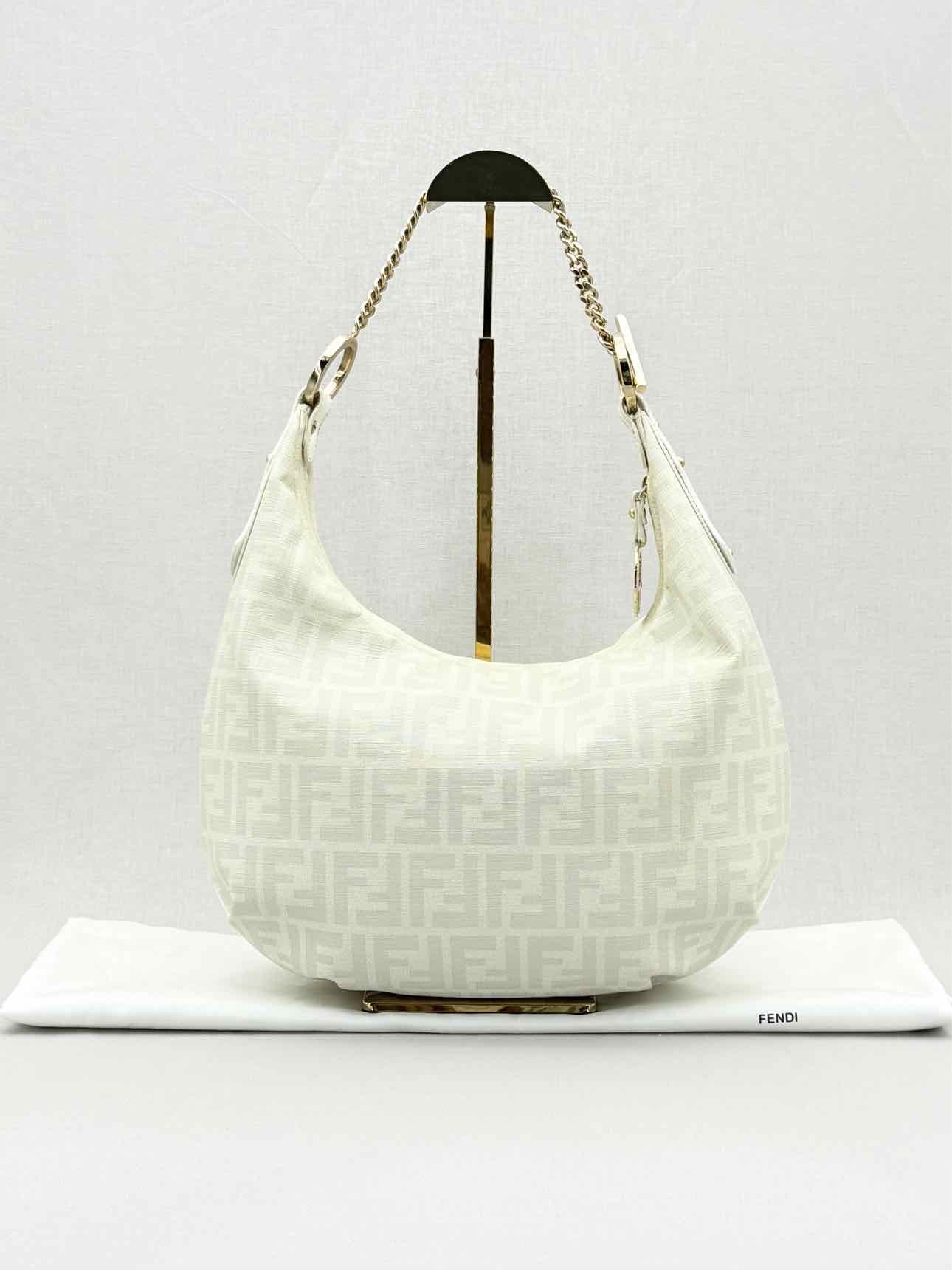 FENDI Chef Chain White & Grey Zucca Hobo bag