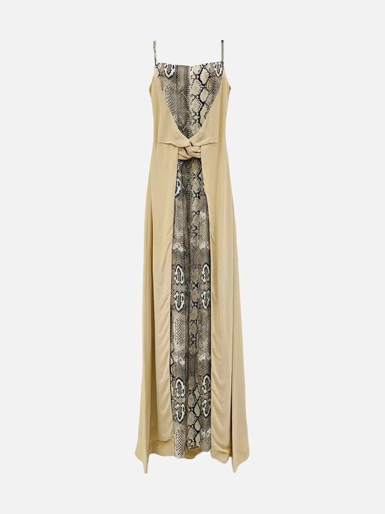 CAVALLI CLASS Maxi Beige & Brown Long Dress