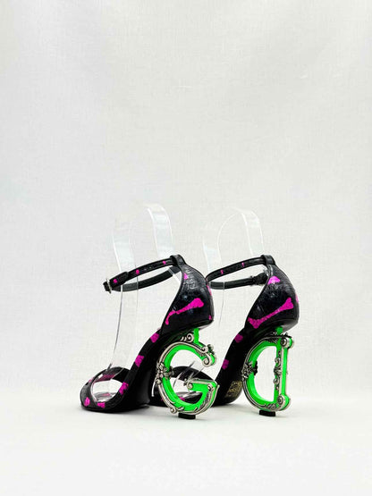 DOLCE & GABBANA Black & Pink Size EU 37 Heeled Sandals