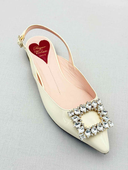 ROGER VIVIER Strass Cream Size EU 37 Flats