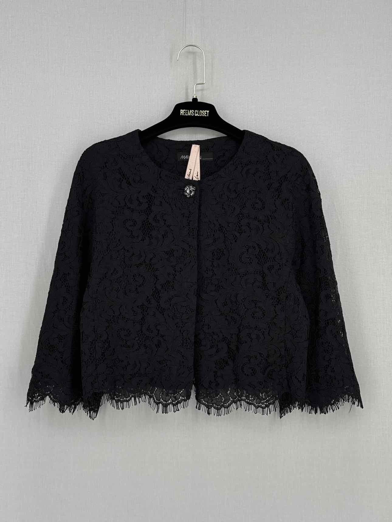 MARCCAIN Black Floral Embroidered Size Medium Jacket