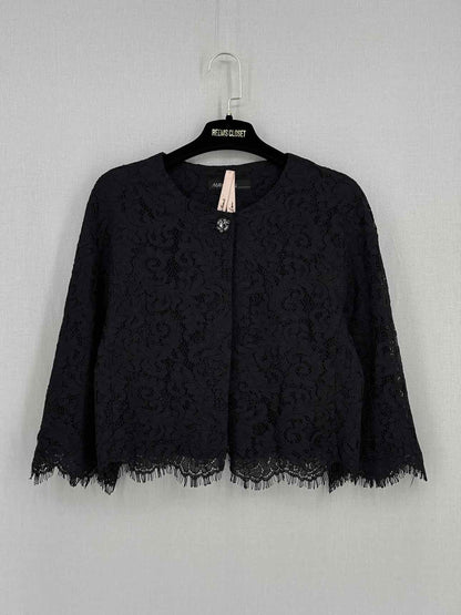 MARCCAIN Black Floral Embroidered Size Medium Jacket