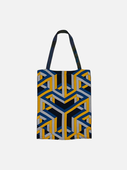 HERMES Boho Navy Blue & Yellow Printed Shoulder Bag