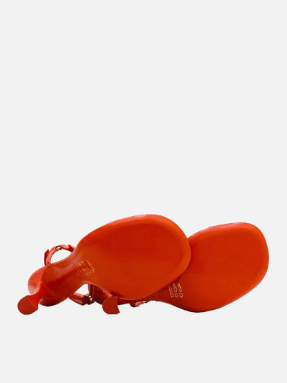 BY FAR Mia Orange Croc Embossed Heeled Sandals 40