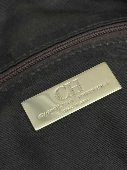 CAROLINA HERRERA Signature Brown Monogram Shoulder Bag