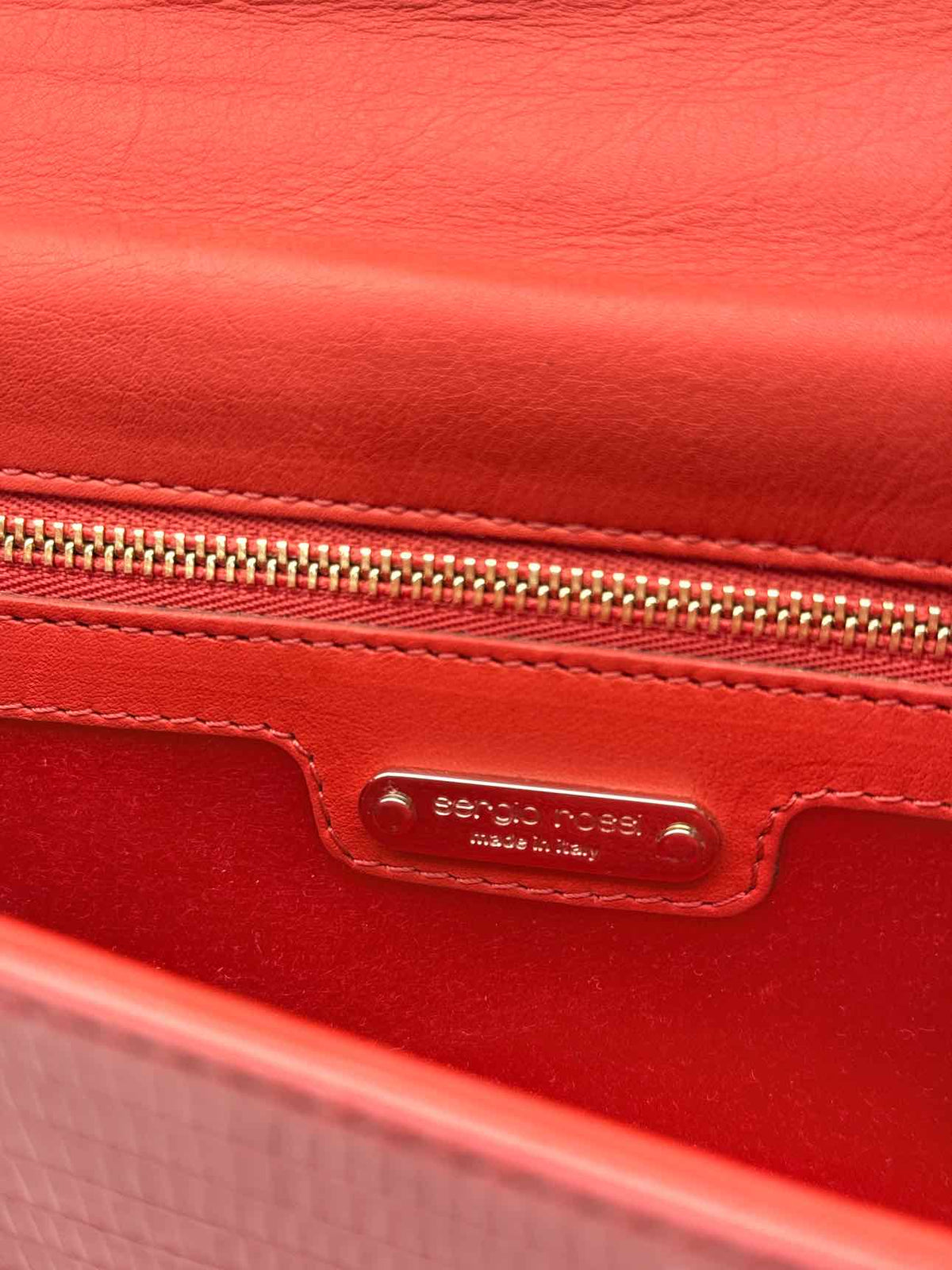 SERGIO ROSSI Coral Lizard Embossed Clutch