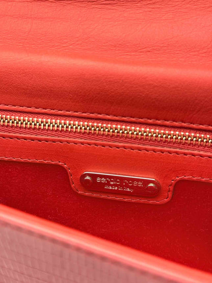 SERGIO ROSSI Coral Lizard Embossed Clutch