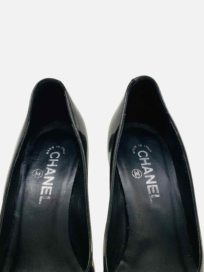 CHANEL Black Cap Toe Pumps 38