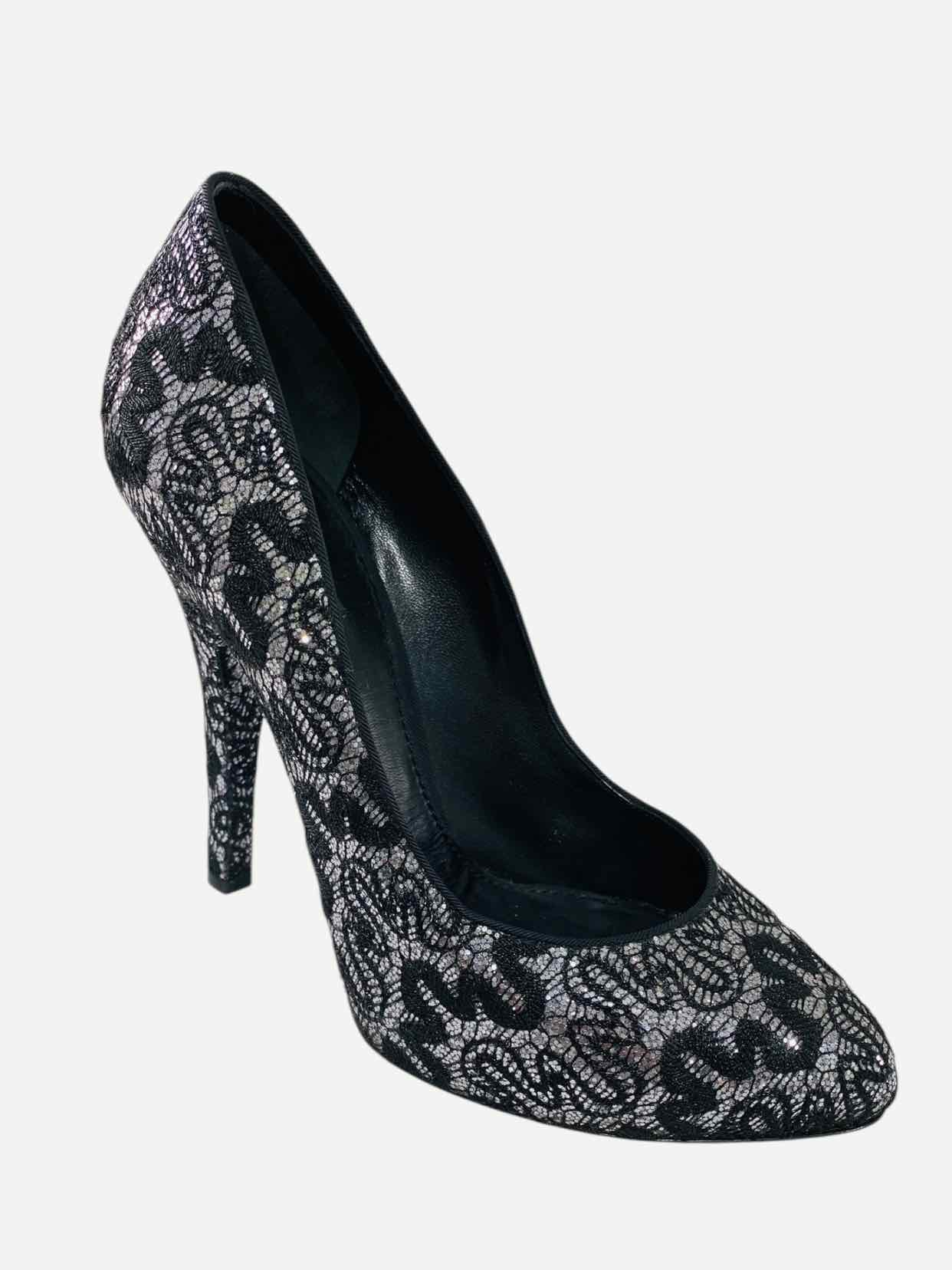 DOLCE & GABBANA Lace Silver & Black Size EU 40 Pumps