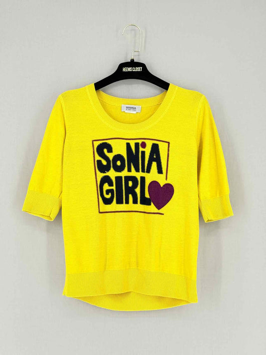 SONIA BY SONIA RYKIEL Yellow Logo Size Small Sweater