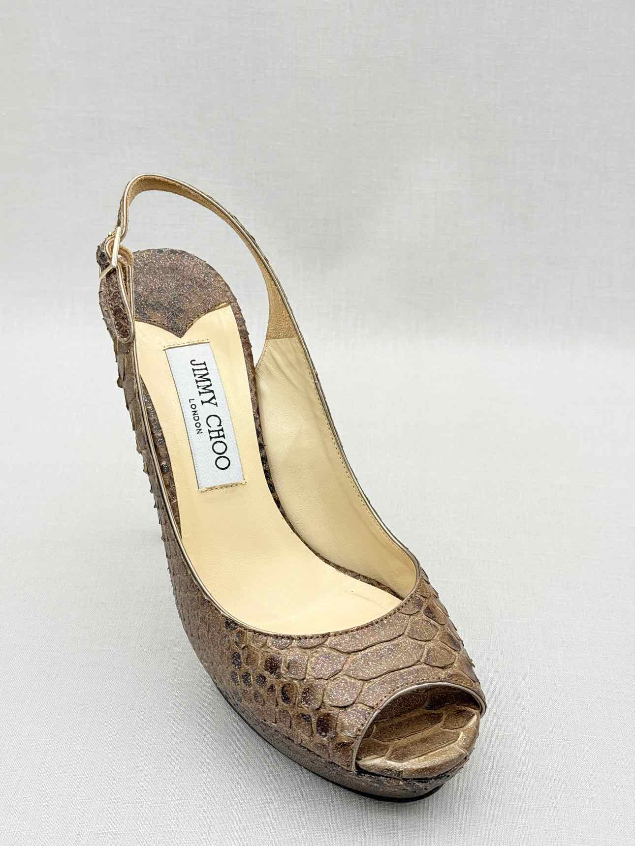 JIMMY CHOO Metallic Bronze Size EU 39 Platform Sandals