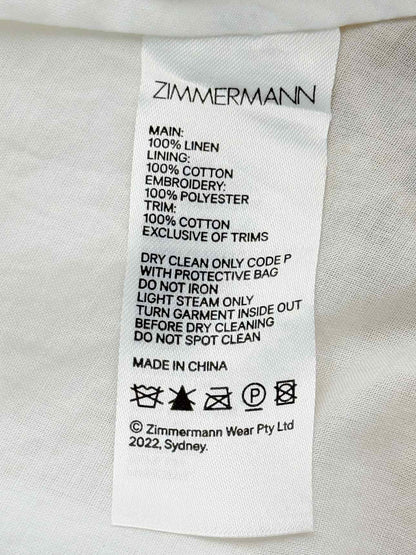 ZIMMERMANN Jeannie White & Gold Size US 12 Midi Dress