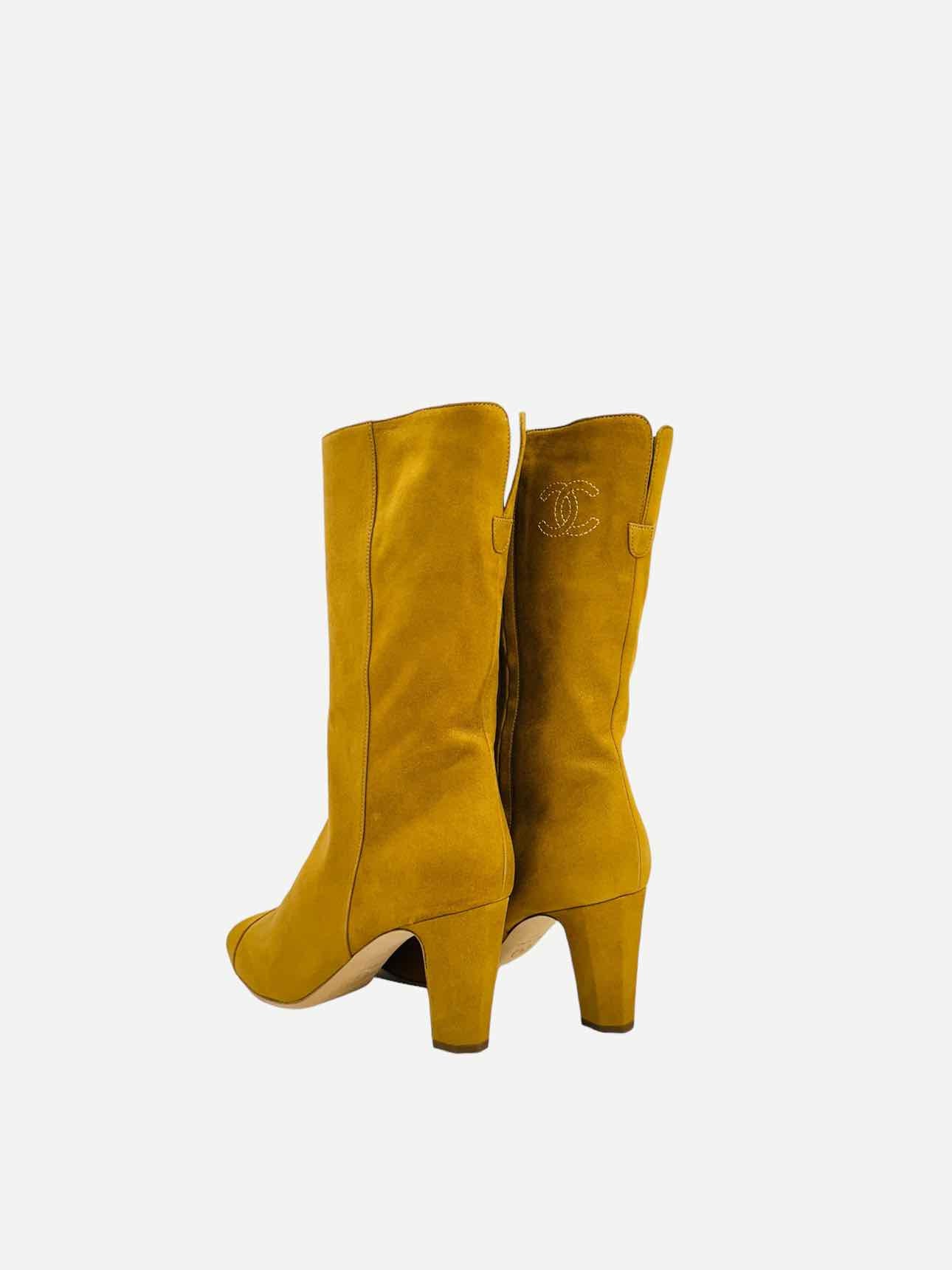 CHANEL CC Metallic Gold Mid Calf Boots