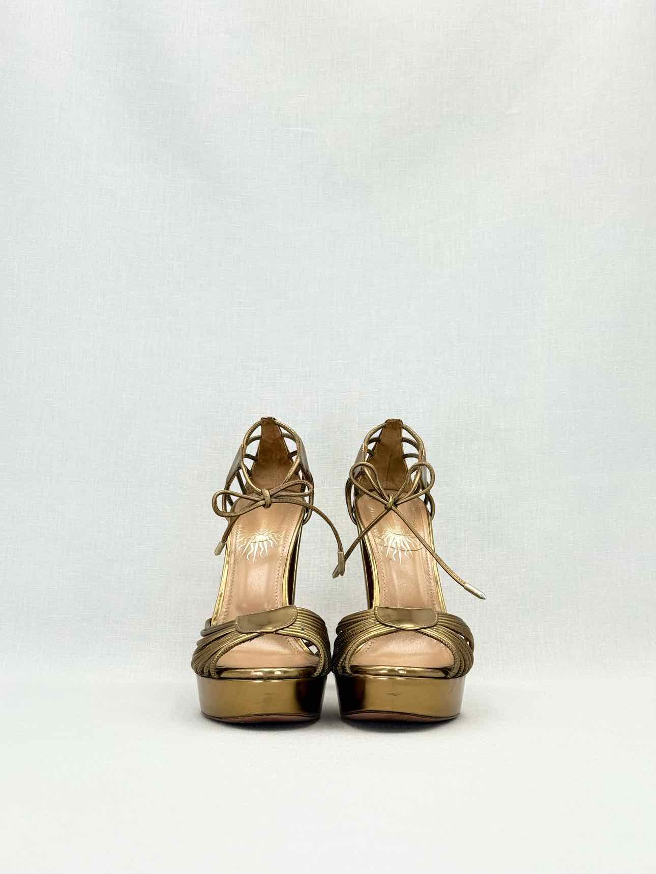 AQUAZZURA Brown Size EU 37.5 Heeled Sandals