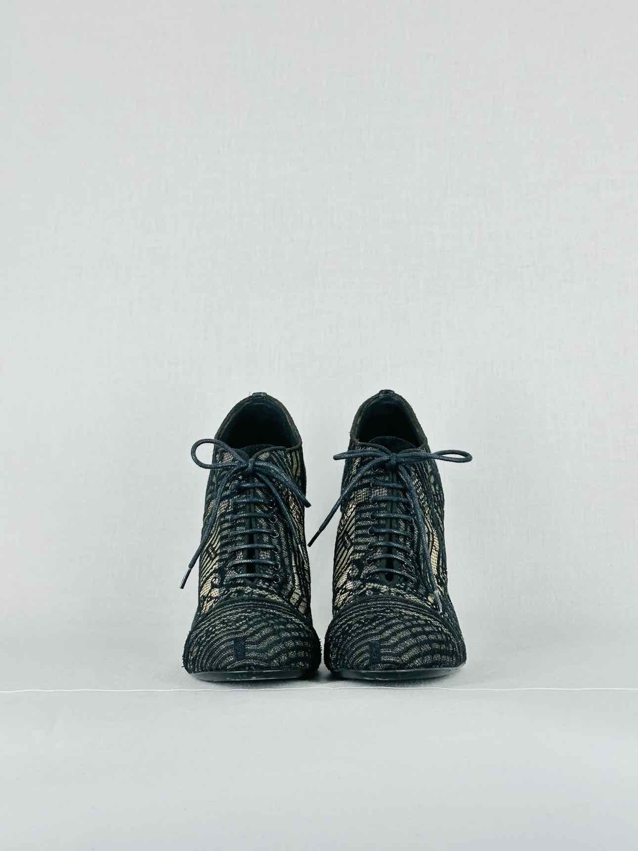 CHANEL Lace Up Black Mesh Size EU 40.5 Booties