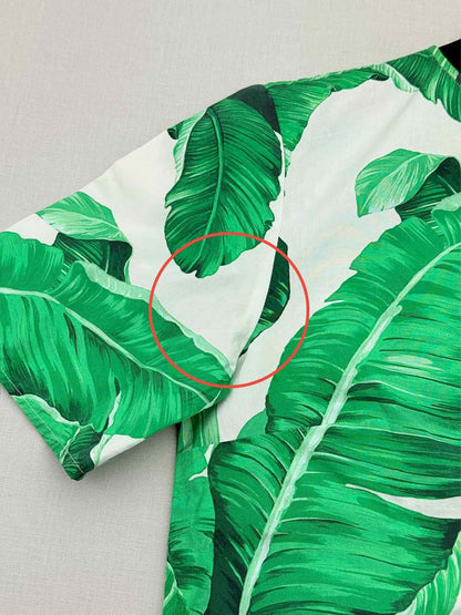 DOLCE & GABBANA White & Green Leaf Print Size US 0 Top