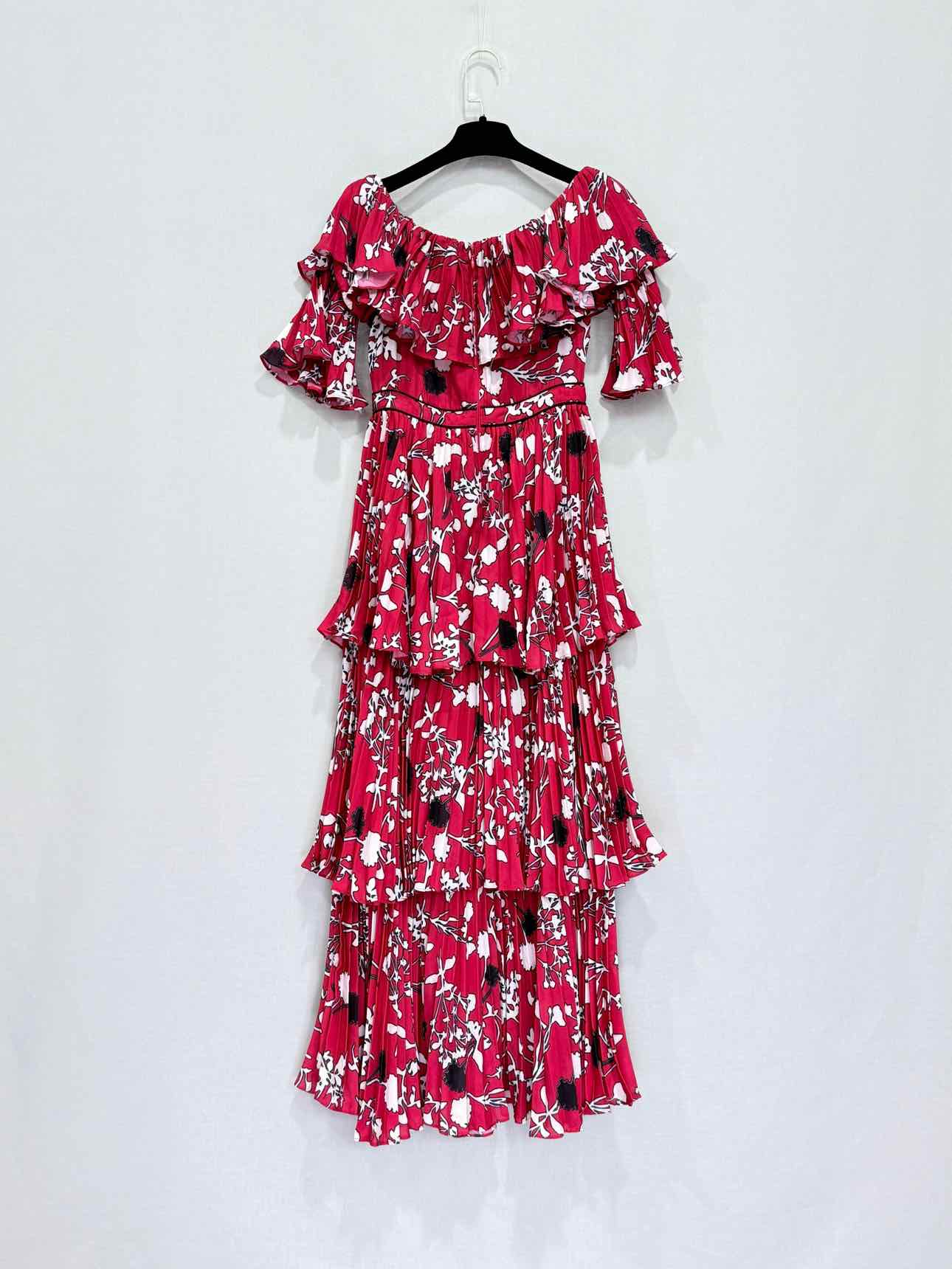 SELF-PORTRAIT Tiered Printed Size US 4 Long Dress