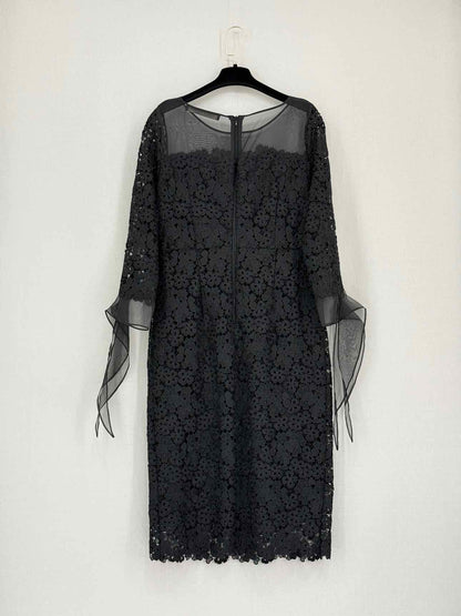 MARINA RINALDI Danae Black Size US 10 Midi Dress