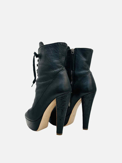 MIU MIU Lace Up Black Ankle Boots 37.5