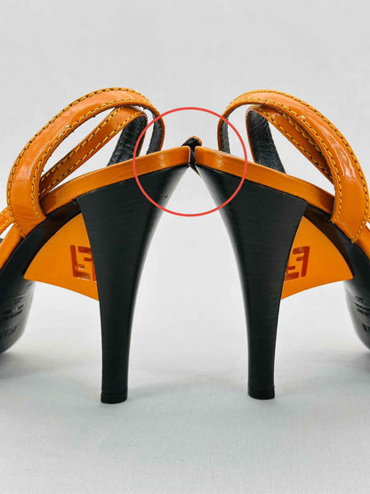 FENDI Ankle Strap Orange Size EU 40 Heeled Sandals