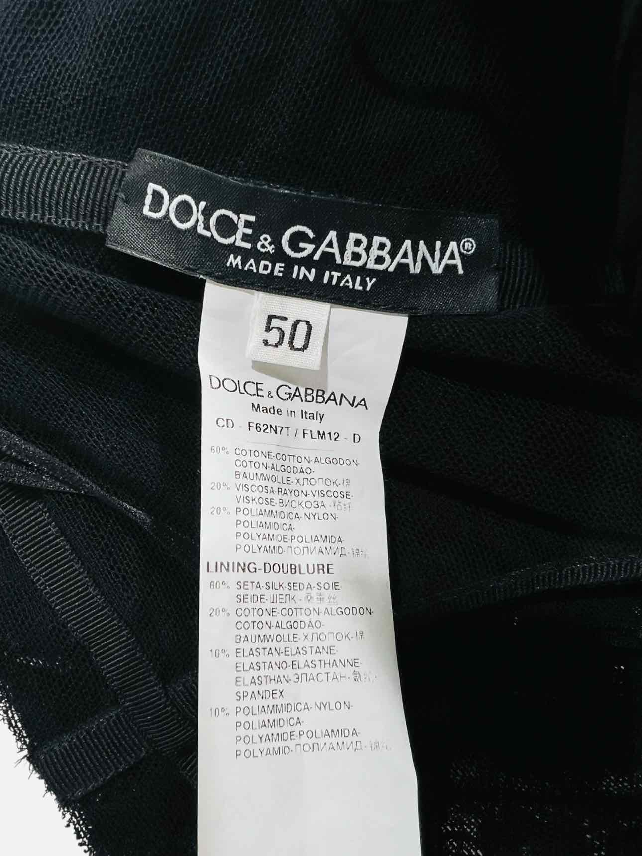 DOLCE & GABBANA Black Lace Size US 14 Knee Length Dress