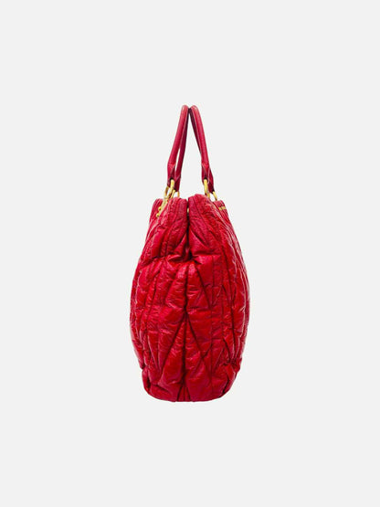 MIU MIU Shopping Red Matelasse Tote Bag