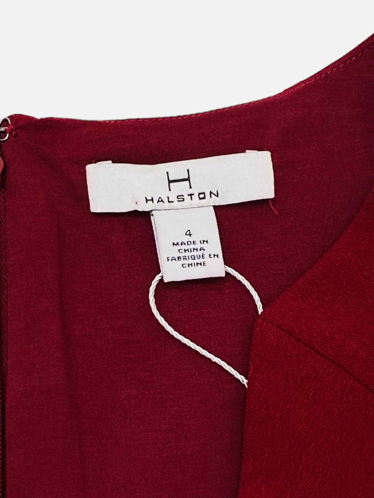 HALSTON Sheath Burgundy Knee Length Dress US4