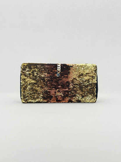 CHRISTIAN LOUBOUTIN Catalina Gold & Brown Clutch