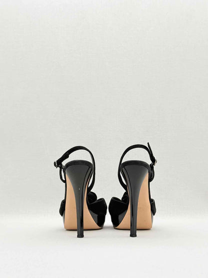 GIANVITO ROSSI Black Rose Size EU 37.5 Slingbacks