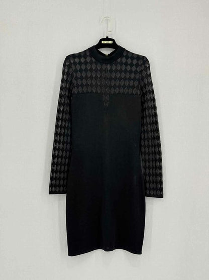 BALMAIN Black & Grey Size US 8 Knee Length Dress