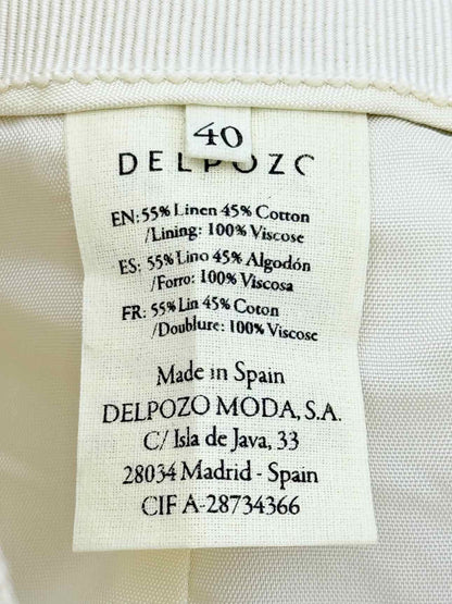 DELPOZO Long Pleated Cream Size US 4 Pants