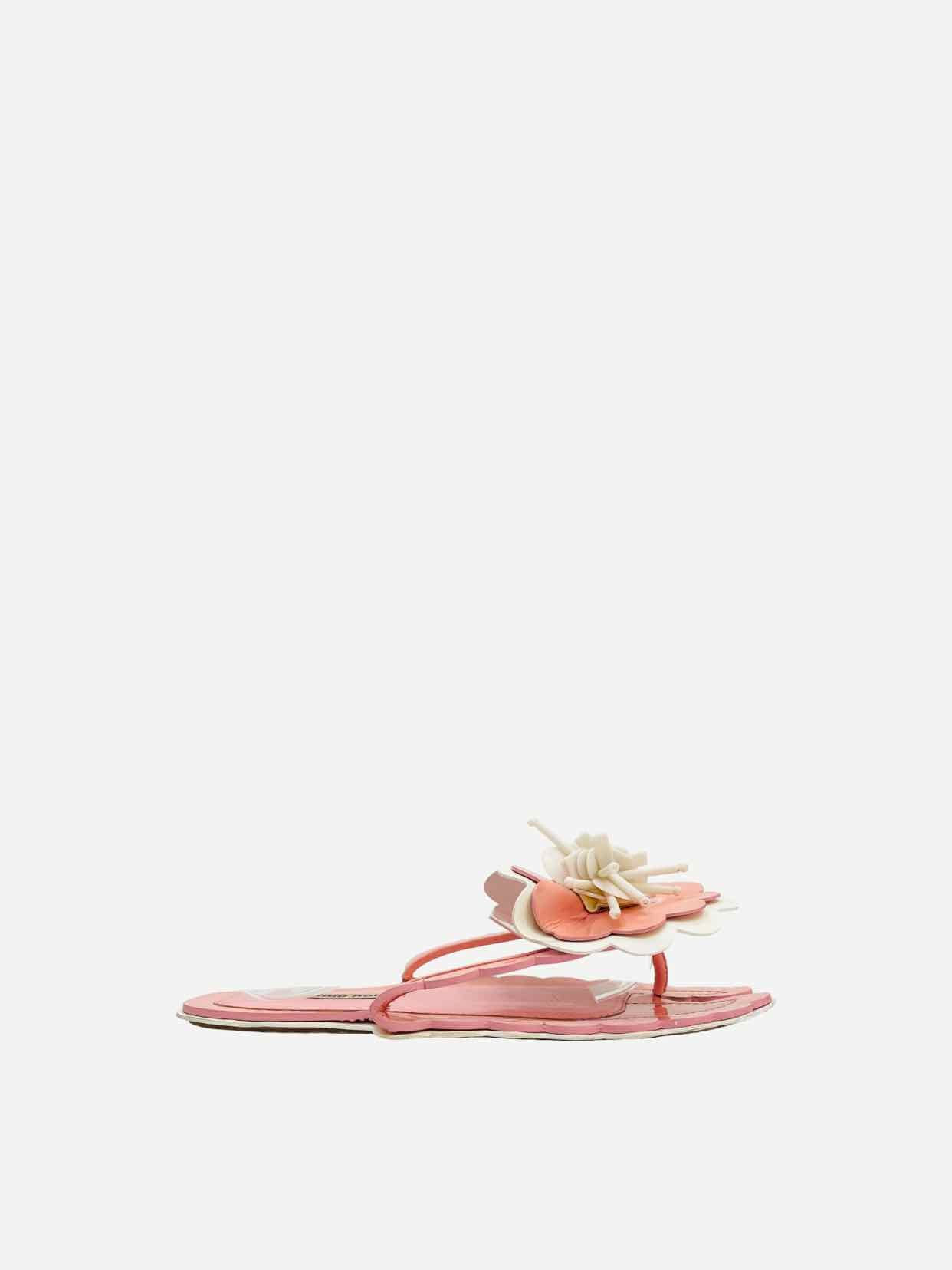 MIU MIU Runway Pink & White Sandals