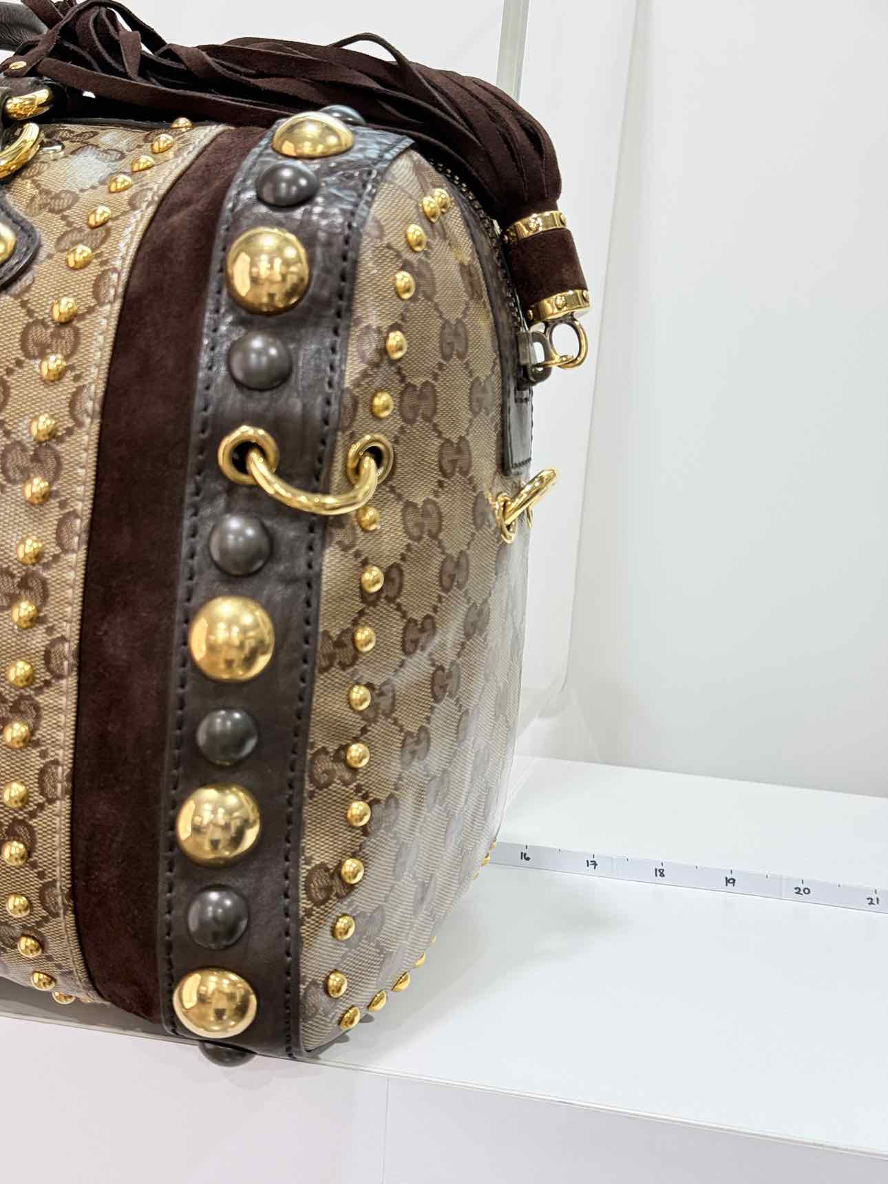 GUCCI Babouska Brown & Beige GG Top Handle