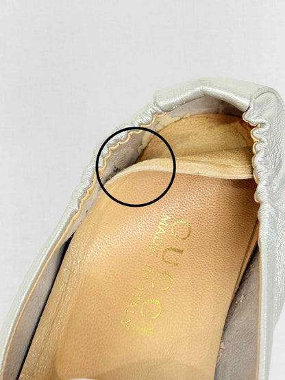 GUCCI Jordaan Silver Size EU 38.5 Loafers