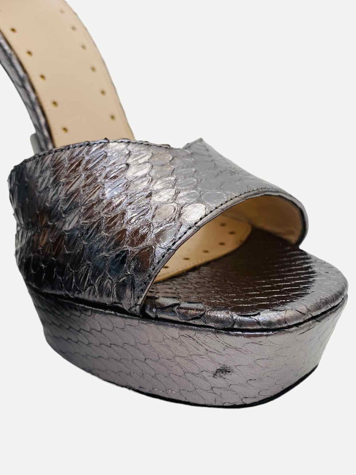 ROBERTO CAVALLI Metallic Grey Size EU 37 Heeled Sandals