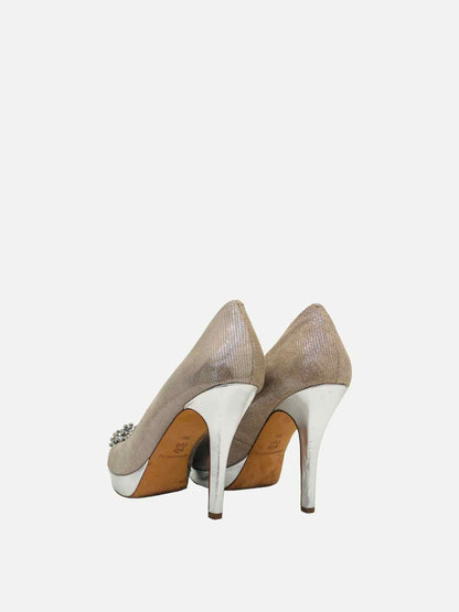 ANTONIO MELANI Metallic Silver Pumps 40