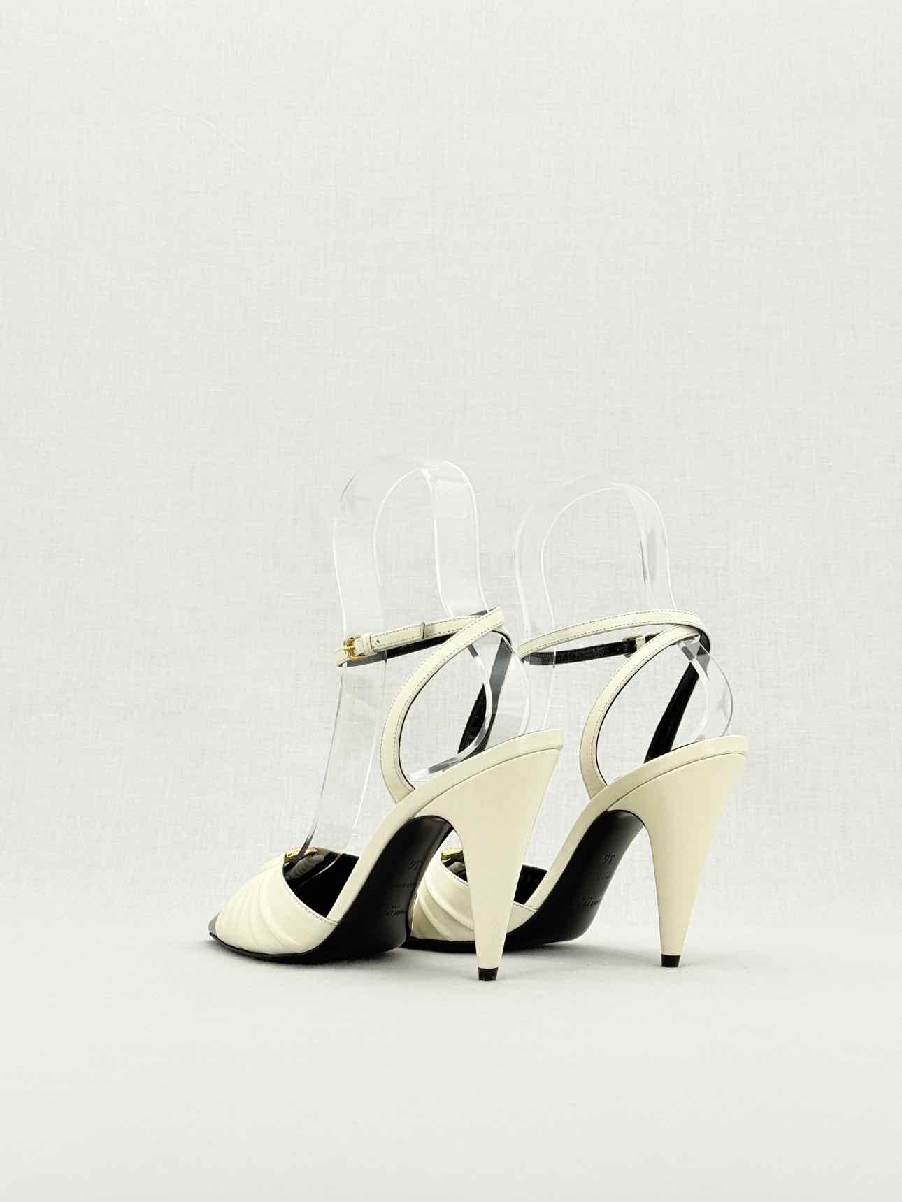 SAINT LAURENT Black & Cream Size EU 36 Heeled Sandals