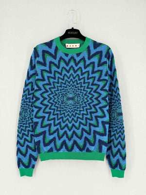 MARNI Green Multicolor Printed Size US 10 Sweater