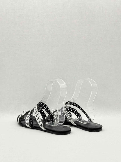 HERMES Black & Silver Size EU 39 Sandals