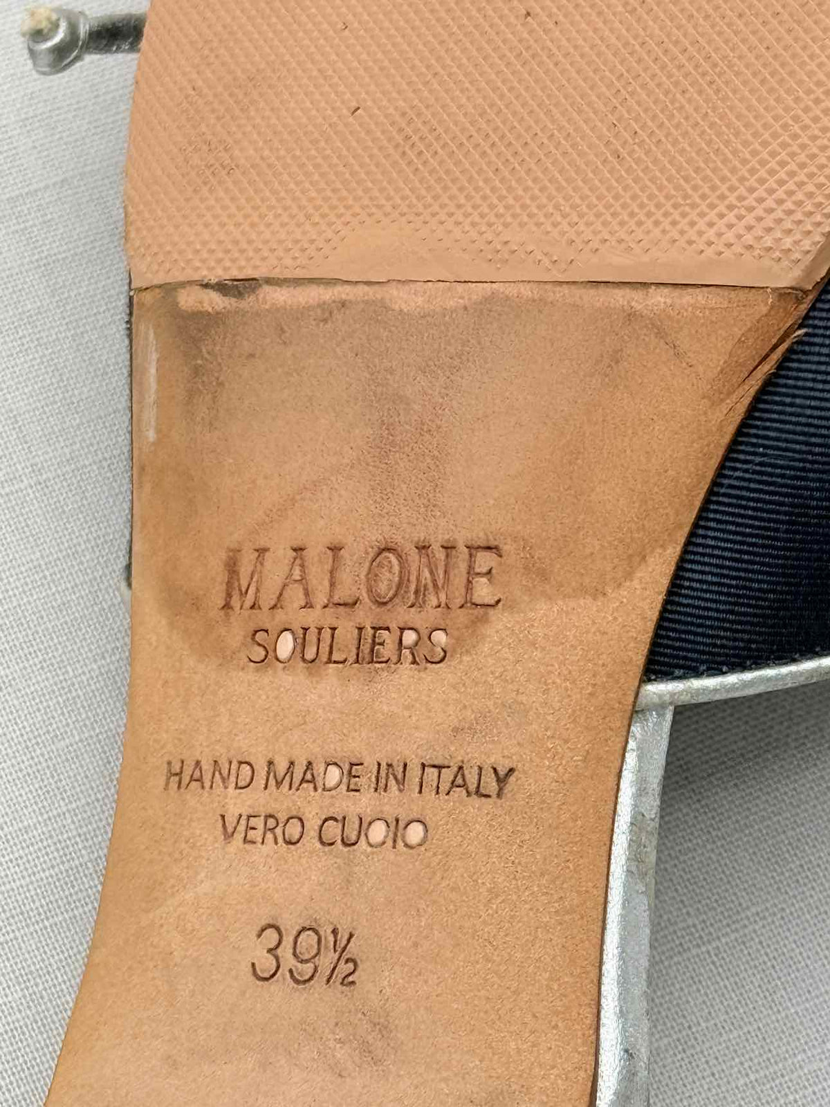 MALONE SOULIERS Navy Blue w/ Silver Size EU 39.5 Mules