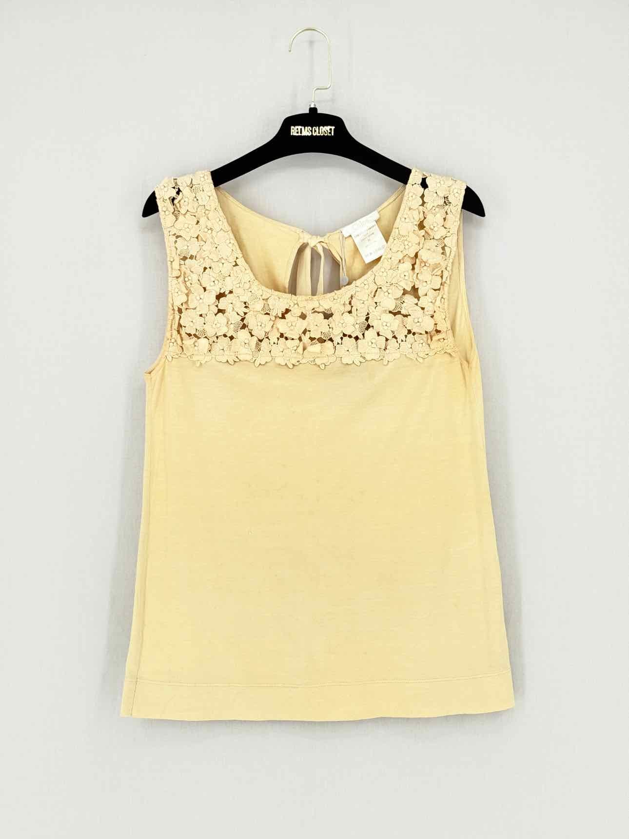 CHLOE Beige Embroidered Size Medium Top