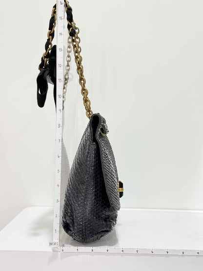 LANVIN Bow Navy Shoulder Bag
