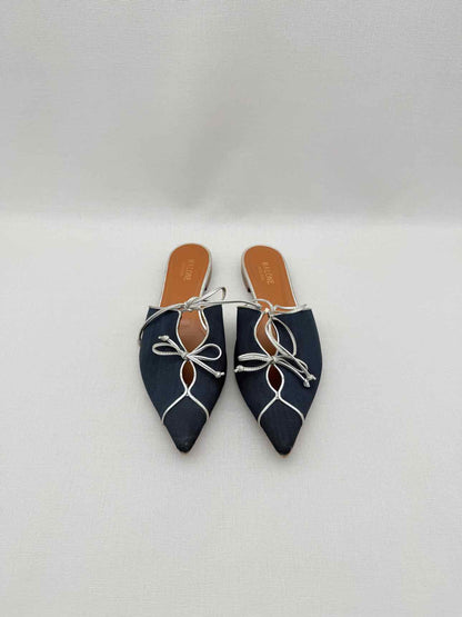 MALONE SOULIERS Navy Blue w/ Silver Size EU 39.5 Mules