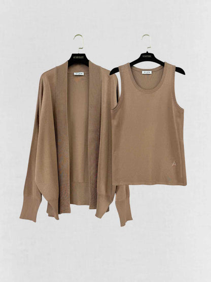 ALAIA Knitted Beige Size Small 2 PC Top