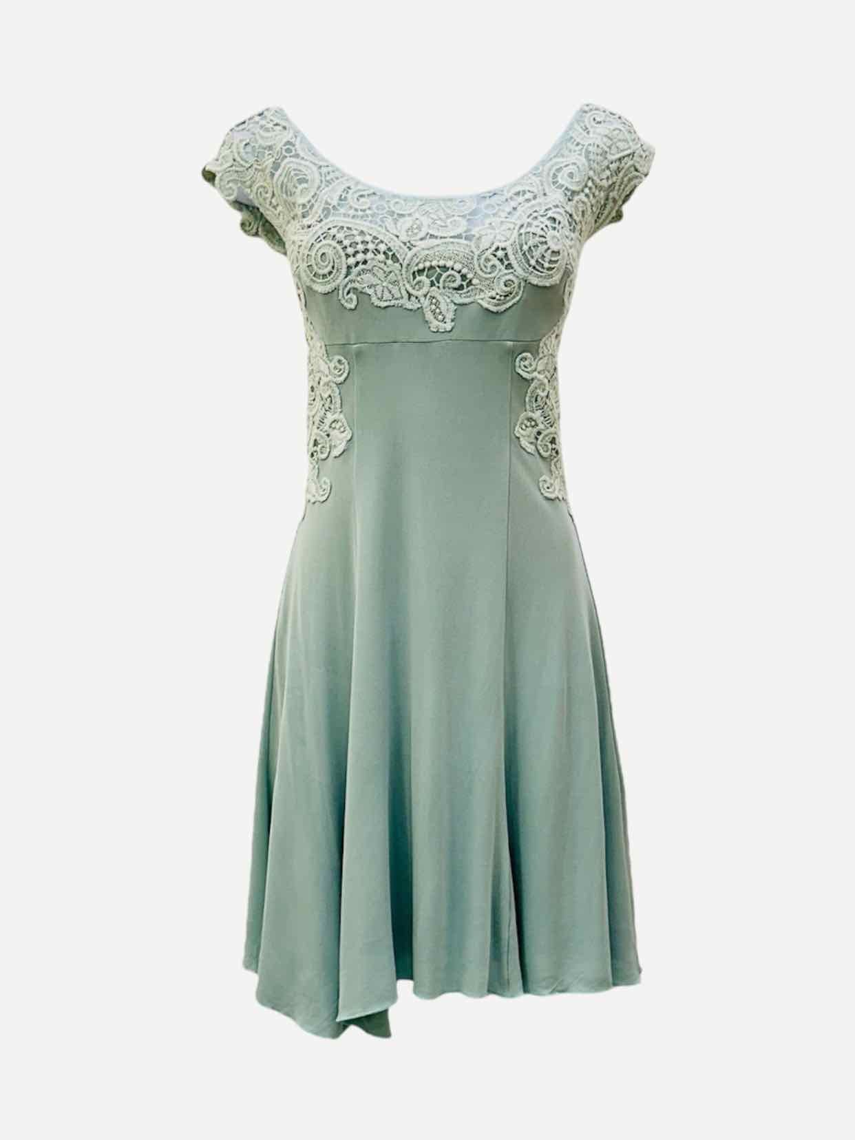 ERMANNO SCERVINO Green Lace Detail Mini Dress