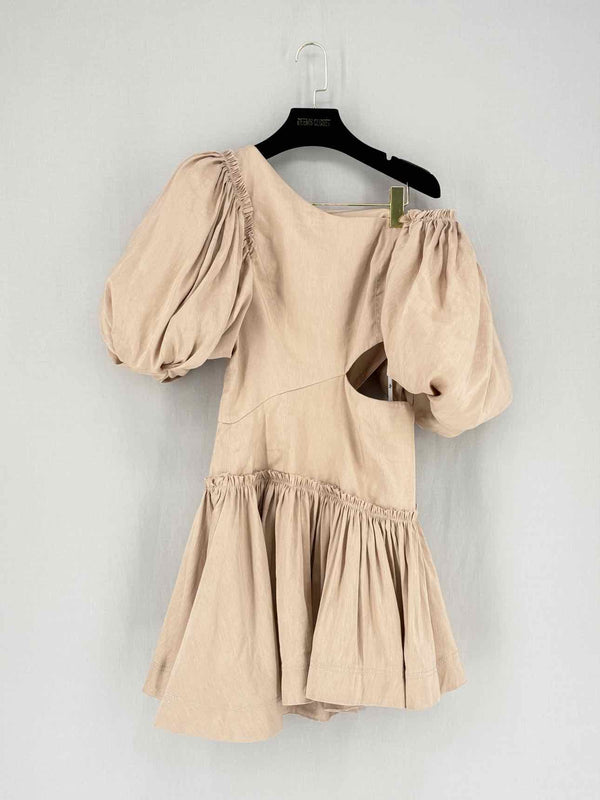 AJE. Beige Pleated Size US 10 Short Dress