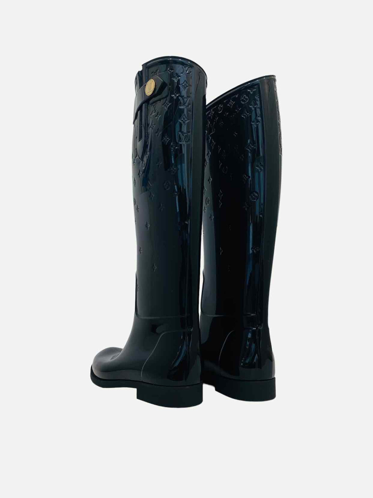 LOUIS VUITTON Black Monogram Size EU 37 Knee High Boots