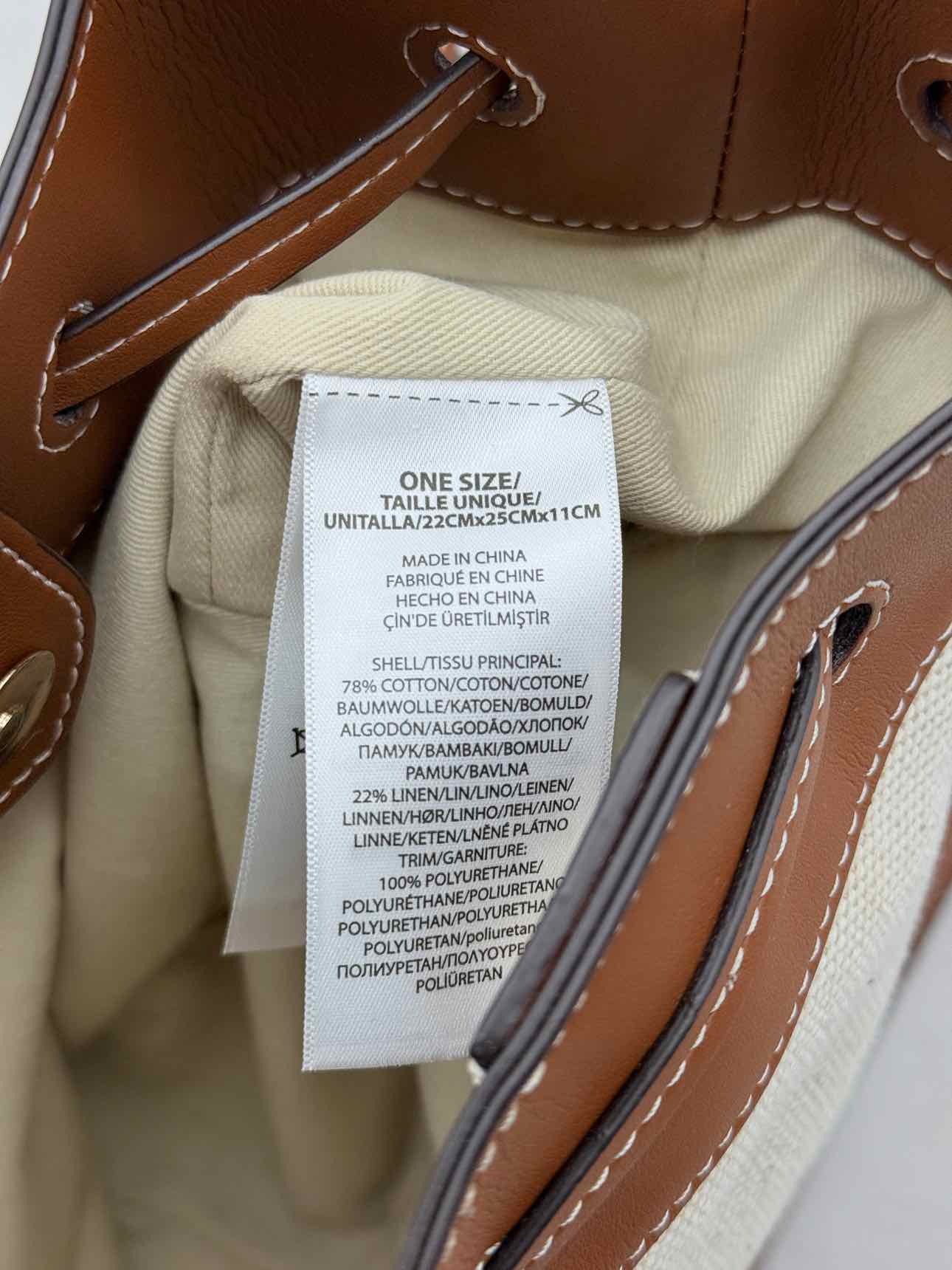 RALPH LAUREN Canvas Debby Beige & Tan Bucket Bag