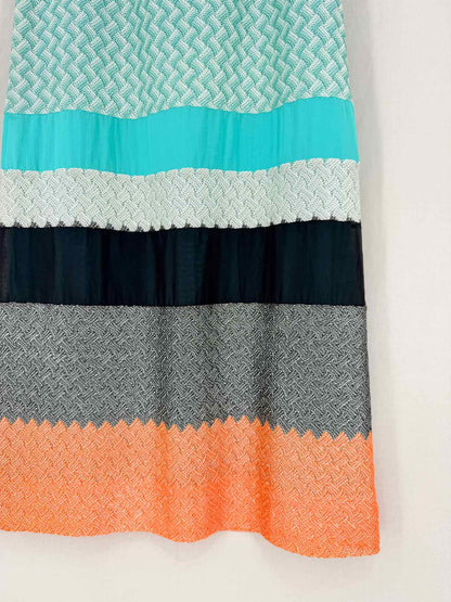 MISSONI Blue Multicolor Striped Size US 8 Long Skirt